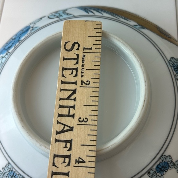 Gold Imari Hand-Painted Porcelain Bowl Birds & Floral Design Vintage Blue & Gold - Picture 12 of 12